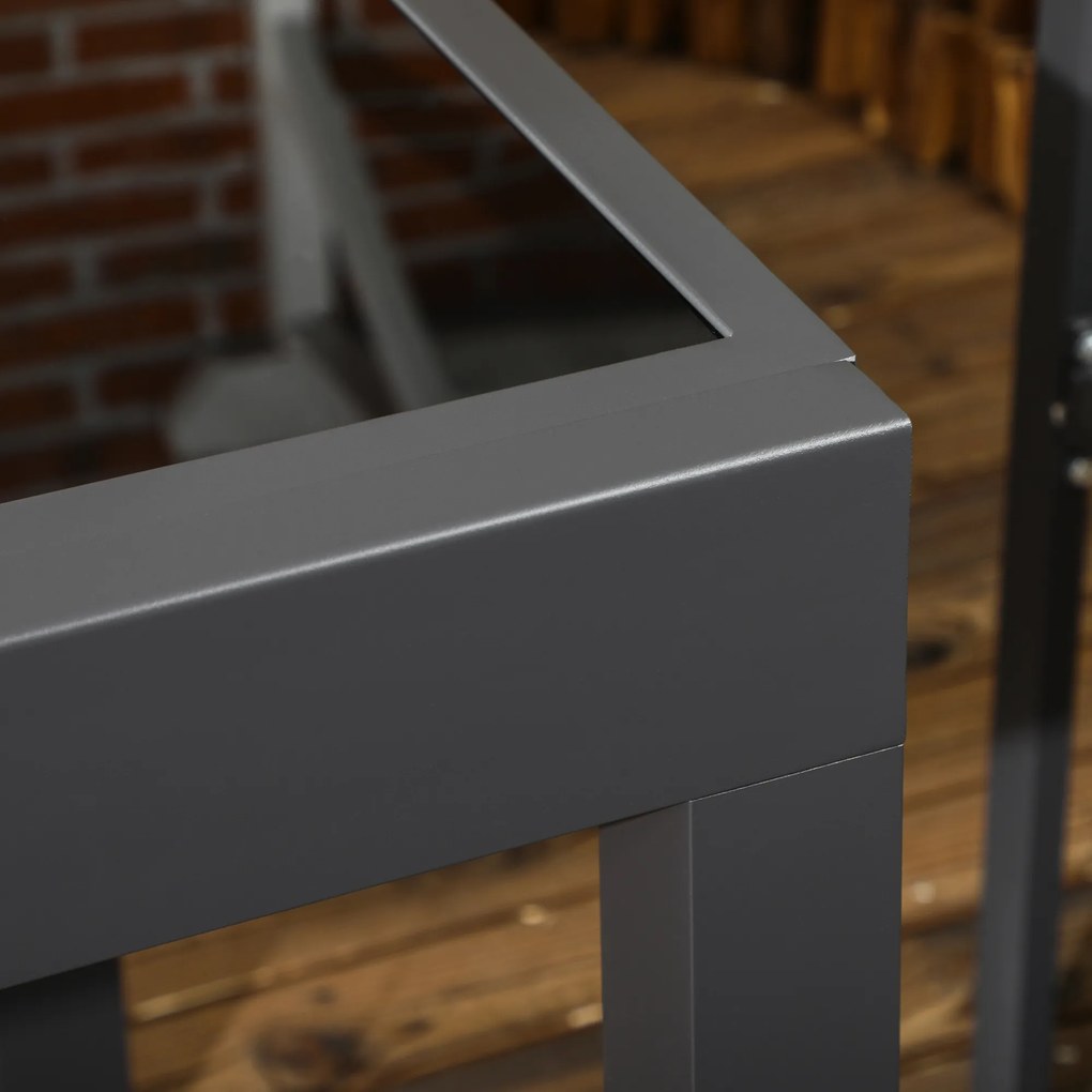 Outsunny Masă de Grădină Extensibilă cu Blat din Sticlă 80-160x80x75 cm Negru | Aosom Romania