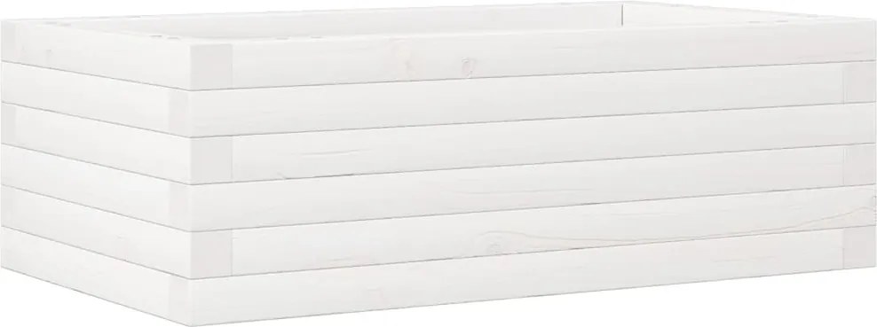 vidaXL Jardinieră de grădină, alb, 70x40x23 cm, lemn masiv de pin