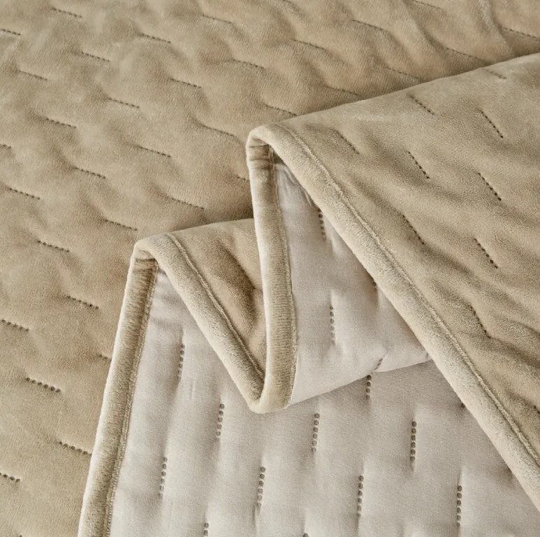 Cuvertura de pat din catifea ASTRALIA, bej Dimensiune: 170 x 210 cm