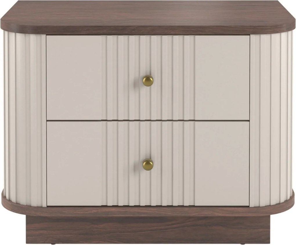 Set de noptiere Vesper 56 cm cu mânere aurii - culoare cașmir / nuc