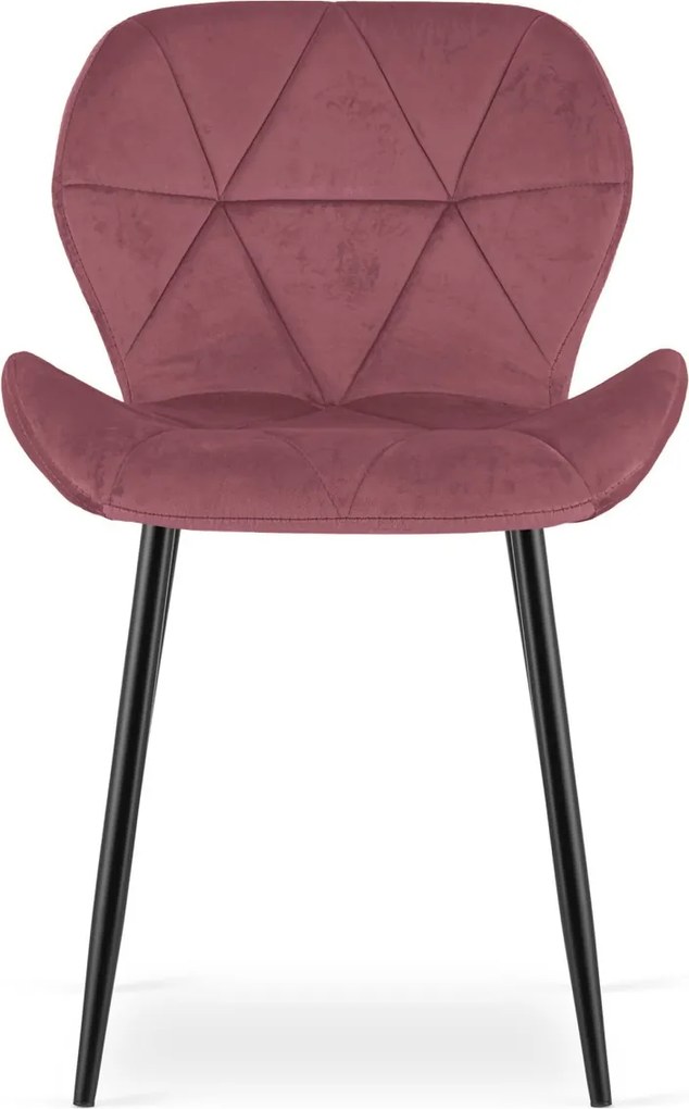 Scaun de masa MANGO VELVET cu picioare negre, roz inchis
