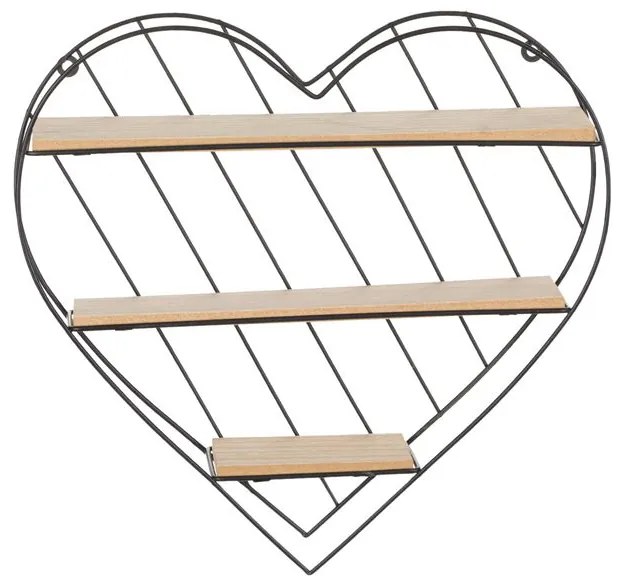 Raft decorativ cu 3 polite in forma de inima, 33.5x9.5x32 cm