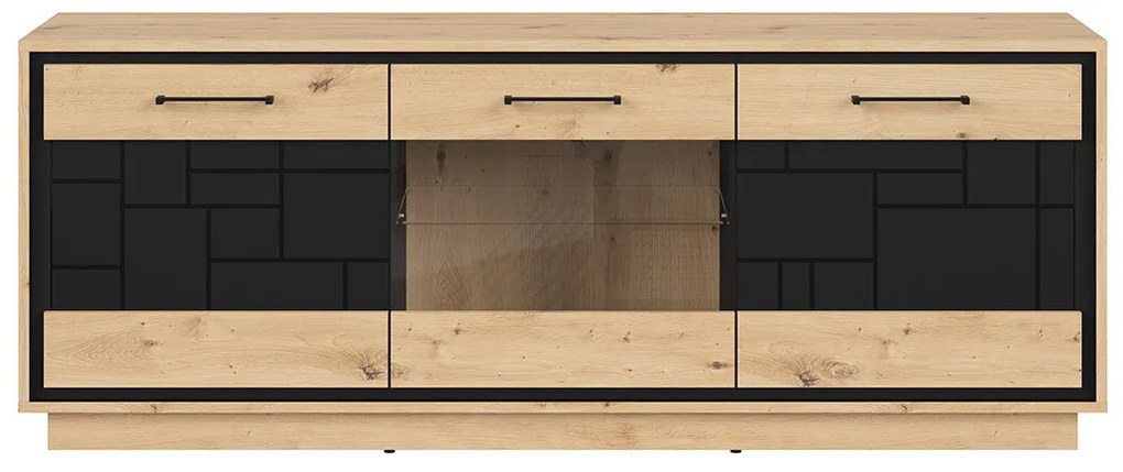 Masă TV/dulap Pont RTV2D1W (Stejar artisan + Negru mat). 1063039