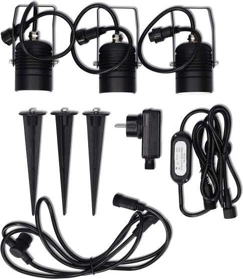 Nedis ZBLOS10RGBW3 - Set de 3 lămpi LED RGBW, reglabile, pentru exterior, LED/3W/230V, IP65, Wi-Fi Tuya