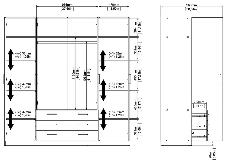 Șifonier gri închis 196x200 cm Sprint – Tvilum