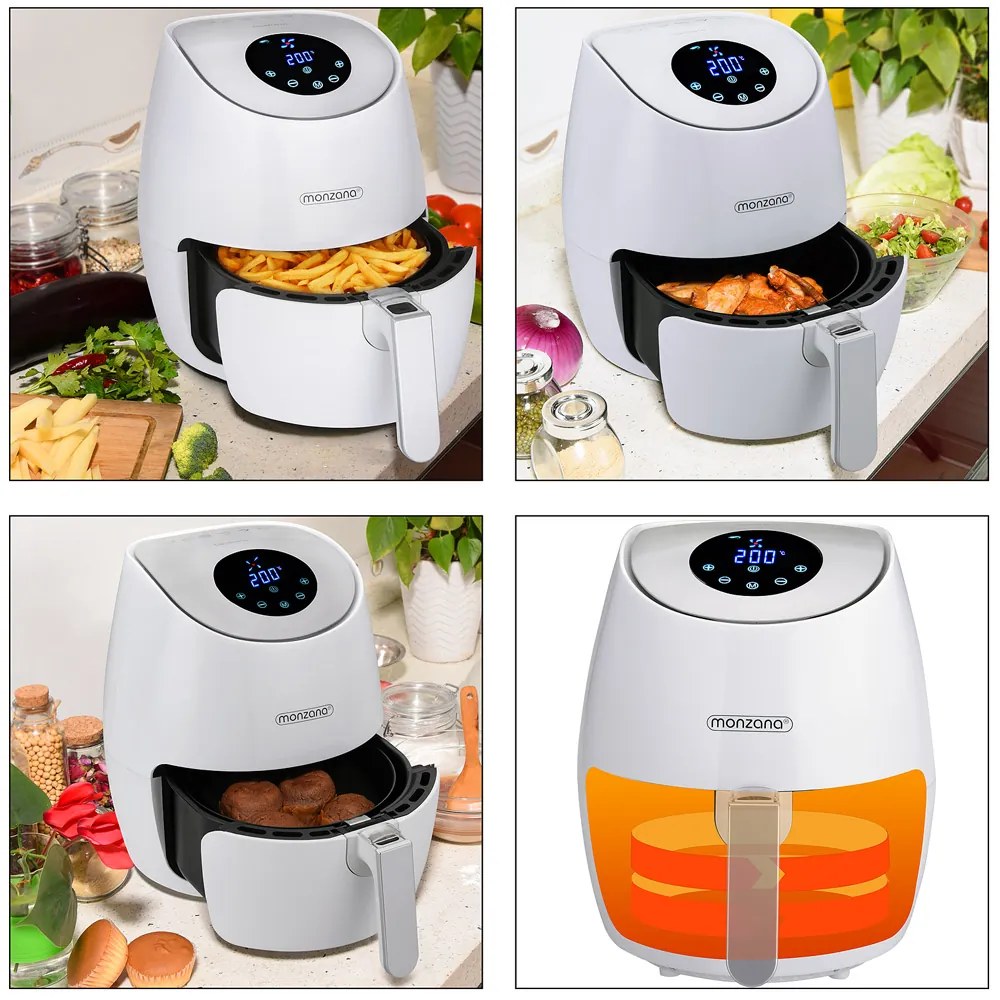 Deuba Cuptor cu aer cald FRYER 1 alb - 9 in 1 cu ecran tactil 1485 W 3,6 l