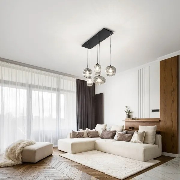 Lustră pe cablu GILLIS 5xE27/40W/230V gri/negru Fabas Luce 3627-48-126