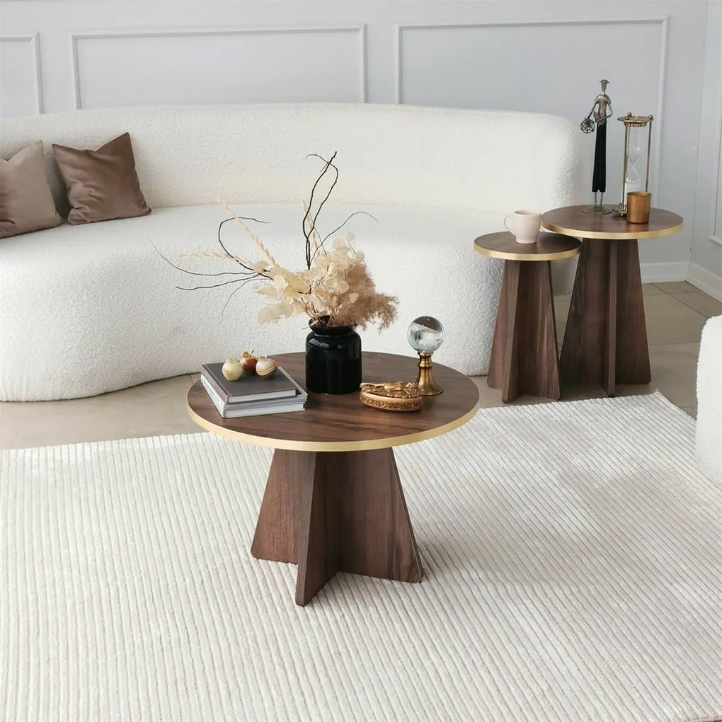 Măsuță de conferință Mushroom Gold and Walnut