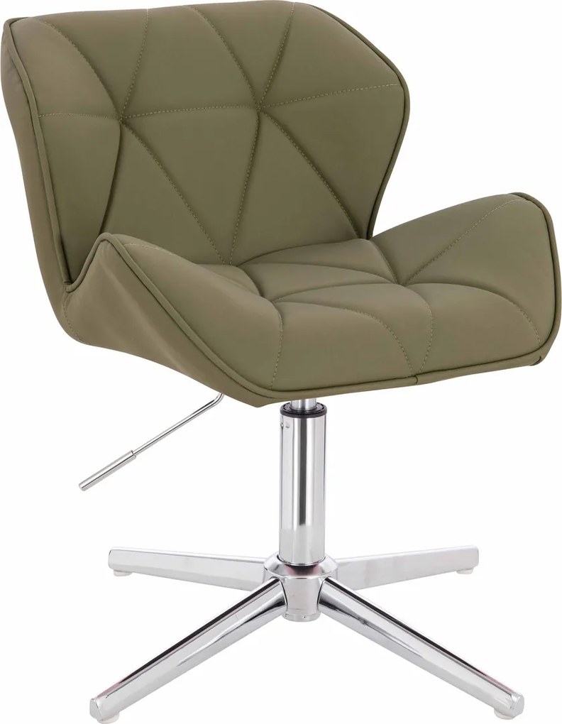 HR111CROSS Scaun Khaki Piele Ecologica Premium Soft cu Bază Cromata