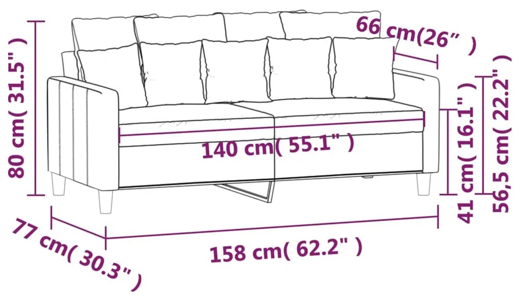 Canapea cu 2 locuri, albastru, 140 cm, catifea Albastru, 158 x 77 x 80 cm