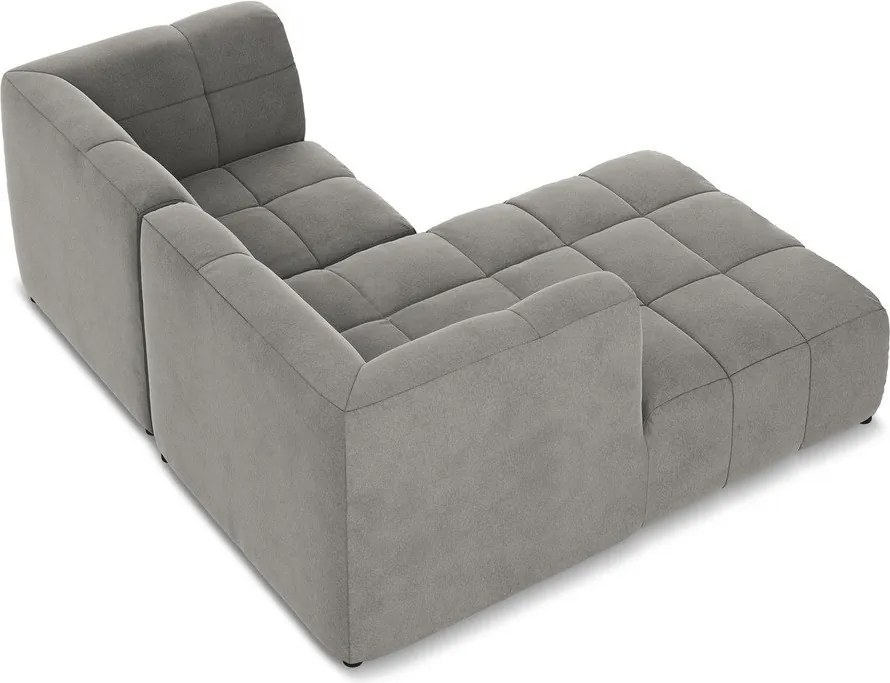 Colțar gri cu tapițerie din catifea (cu colț pe partea stângă/cu șezlong) Aloha – Makamii