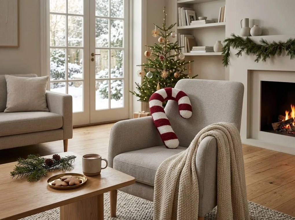 Perna decorativa CHRISTMAS CANDY 26x40 cm, rosu-alb