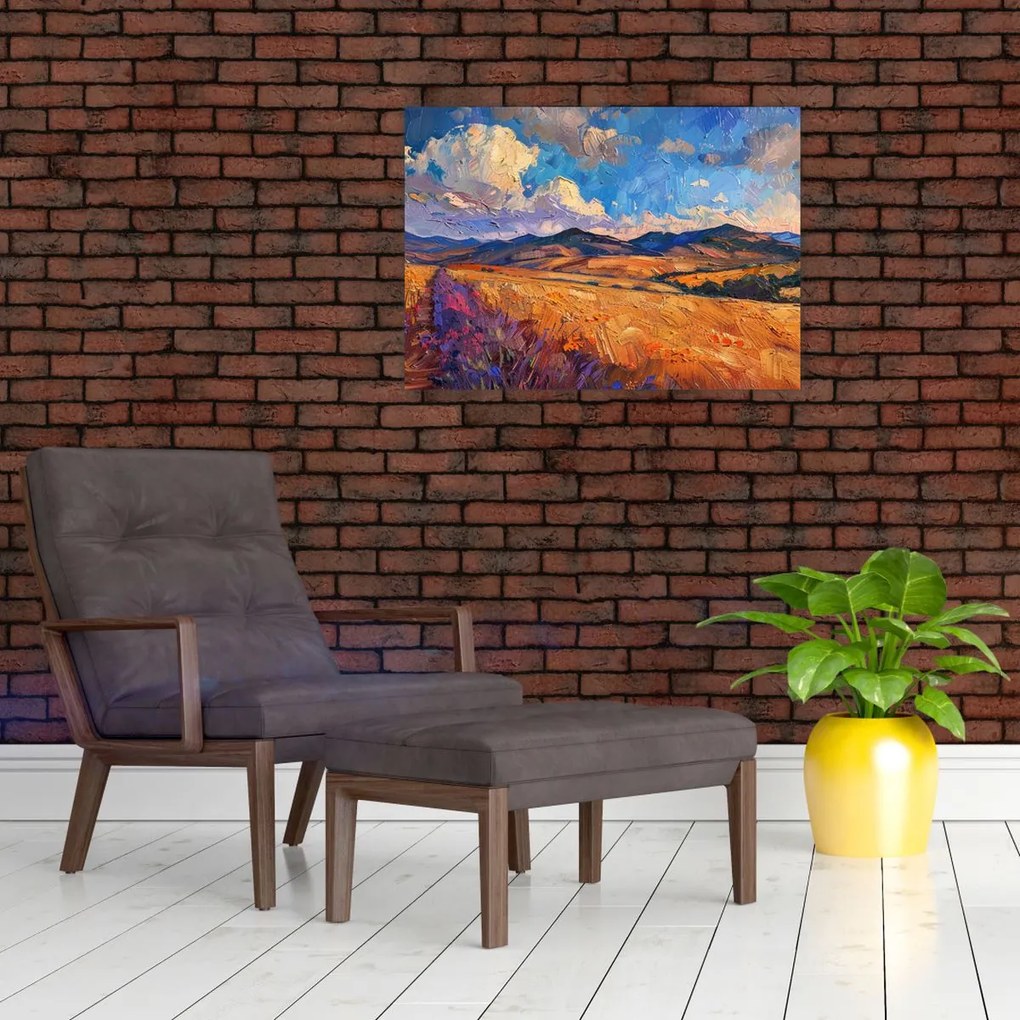 Tablou pe sticlă - Pictură în ulei de peisaj (70x50 cm)