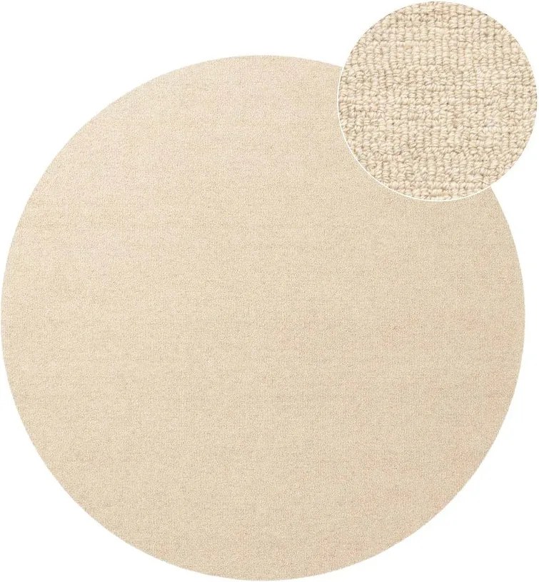 Covor bej țesut manual rotund din lână ø 200 cm Puristic Knots – Elle Decoration