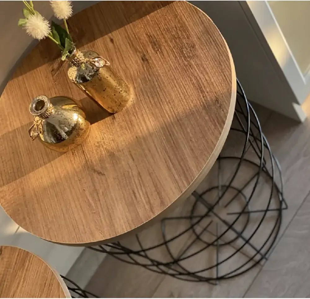 Set 2 masute de cafea tip cos Ioana Homs 54 x 45 cm, negru-nuc