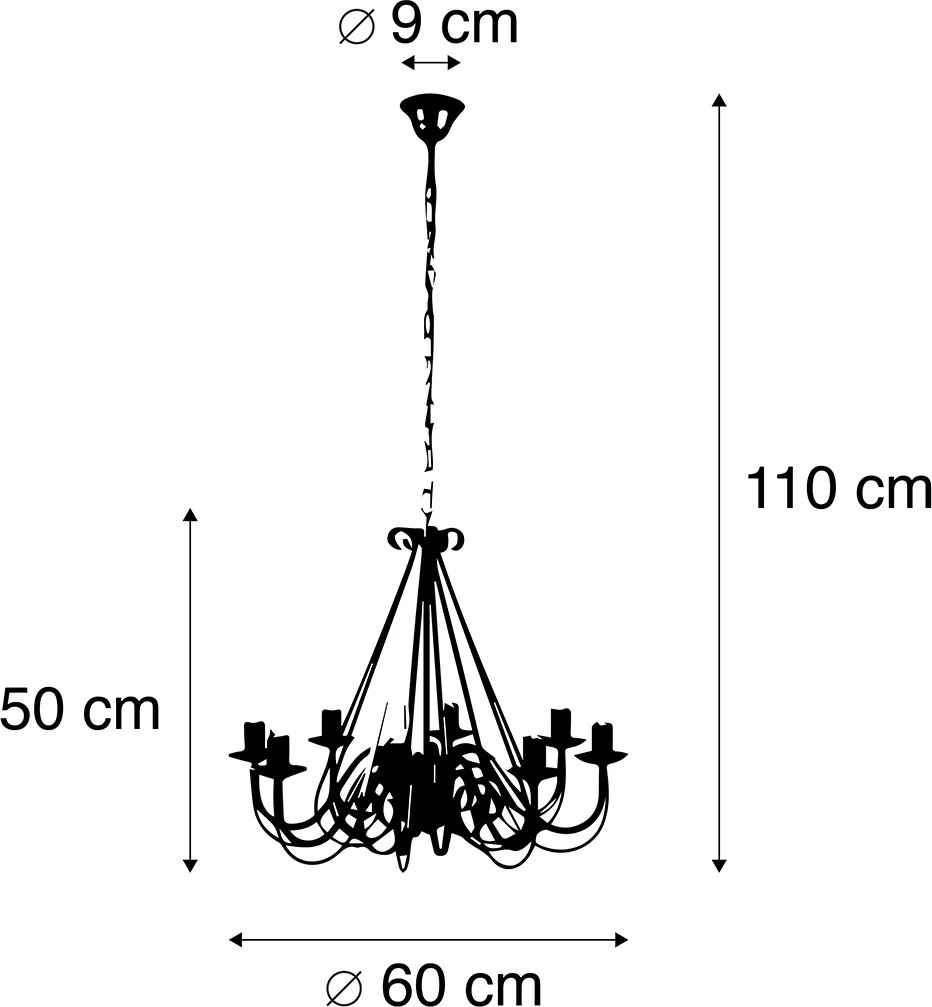 Candelabru inteligent maro ruginiu cu 8 lumini inclusiv Wifi B35 - Giuseppe