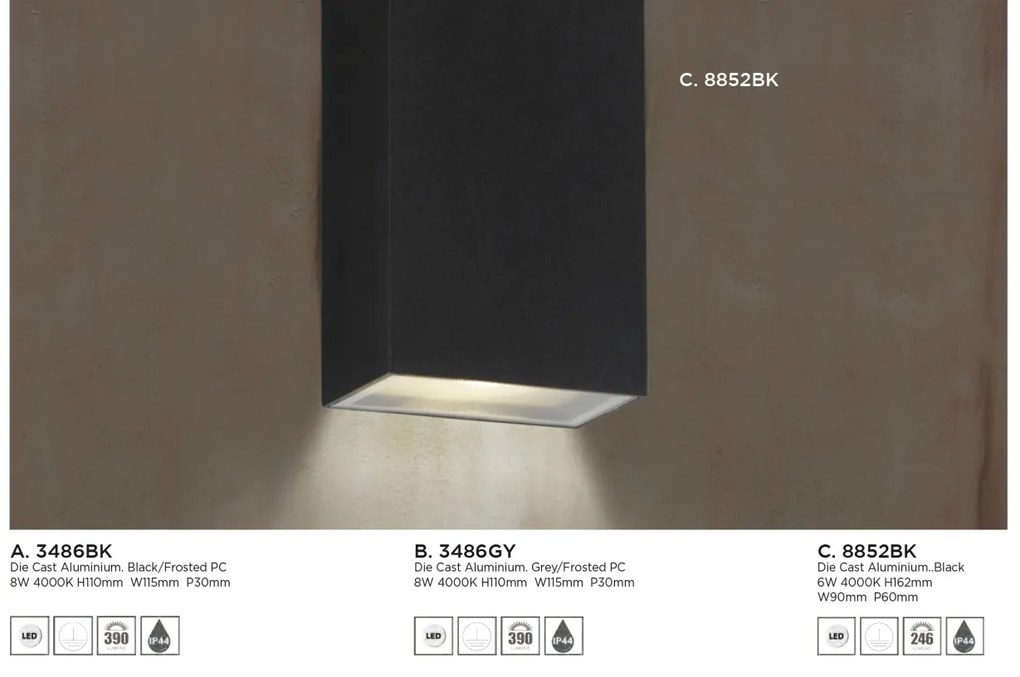 Aplica LED pentru exterior iluminat ambiental sus/jos Outdoor 8852BK SRT