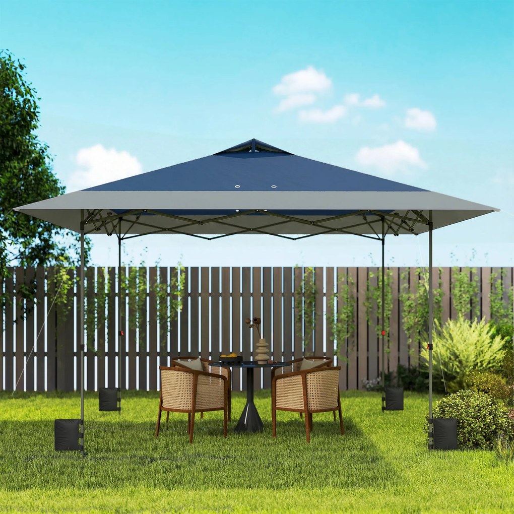 Outsunny Pavilion aprox. 4x4 m rezistent la apă, stabil, rezistent la iarnă, pop-up pliabil cu funcție de închidere într-un pas, UV50+ | Aosom Romania