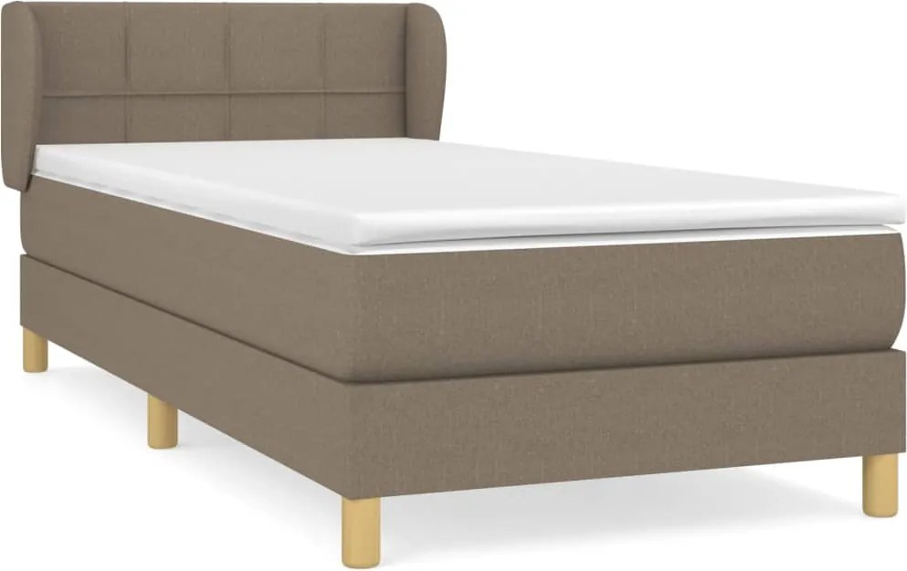 vidaXL Pat box spring cu saltea, gri taupe, 80x200 cm, textil