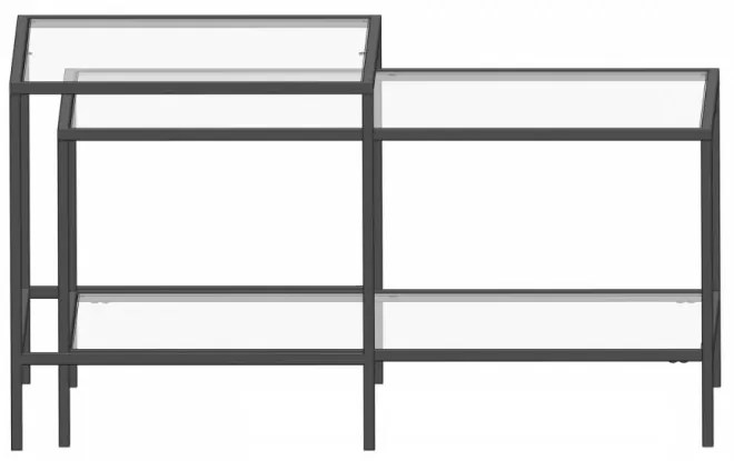 Set 2 Masute Auxiliare, Sticla / Metal, Sevay, Negru