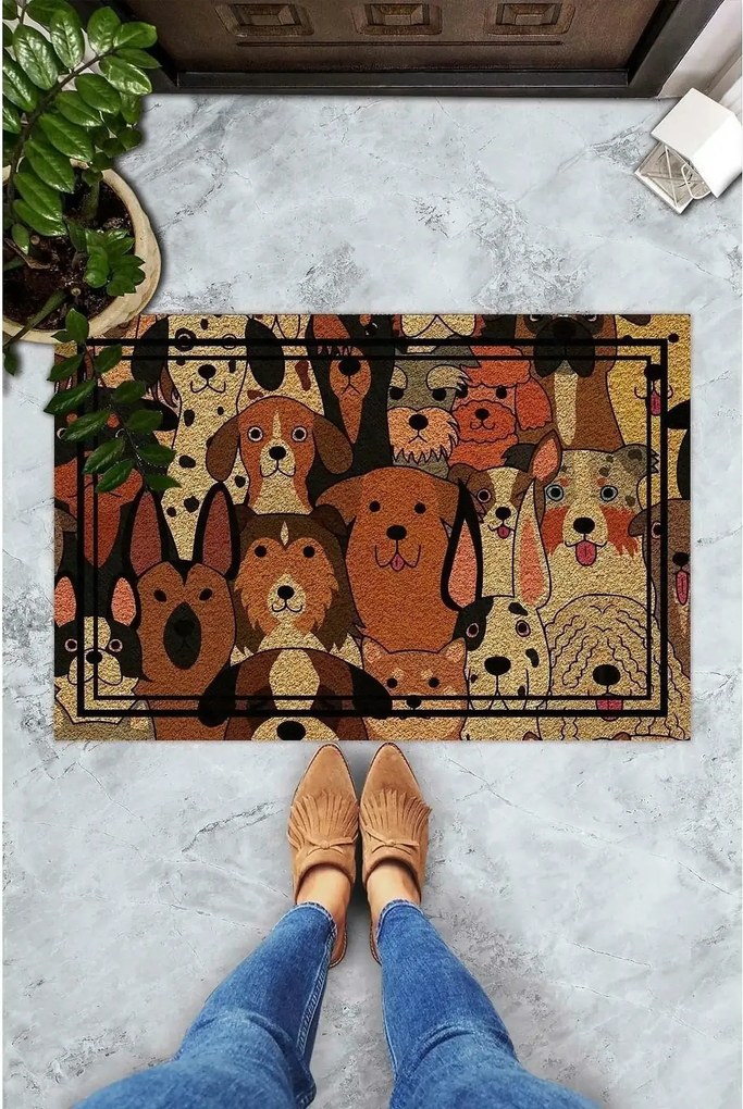 Covoras CANE CARINO, 40x60 cm, forma dreptunghiulara, PVC, maro
