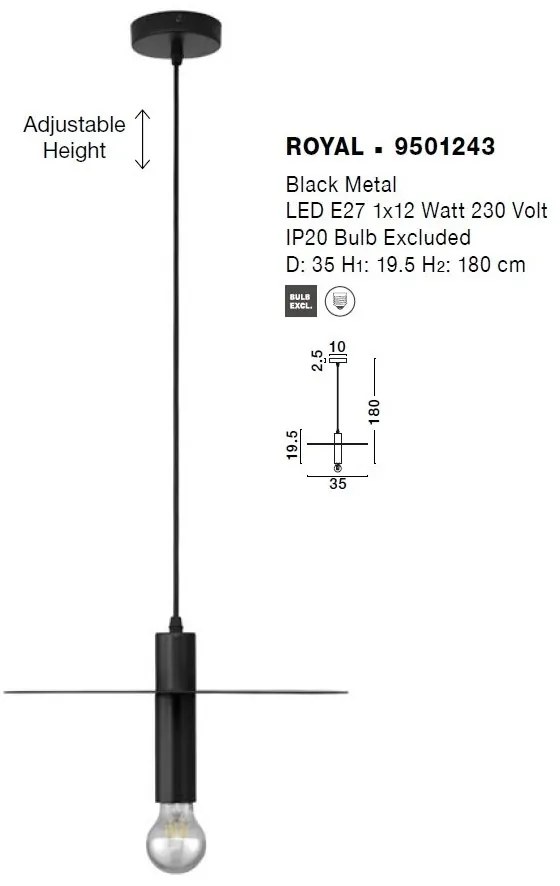 Lustra/Pendul design modern ROYAL negru