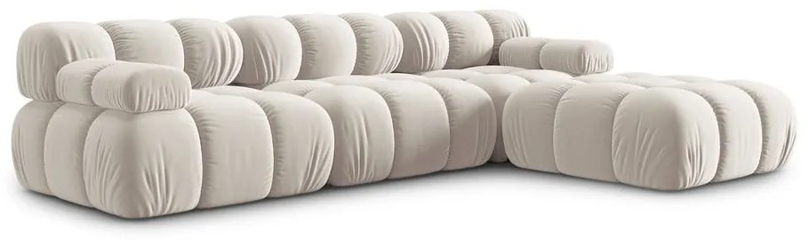 Colțar modular bej cu tapițerie din catifea (cu colț variabil) Bellis – Micadoni