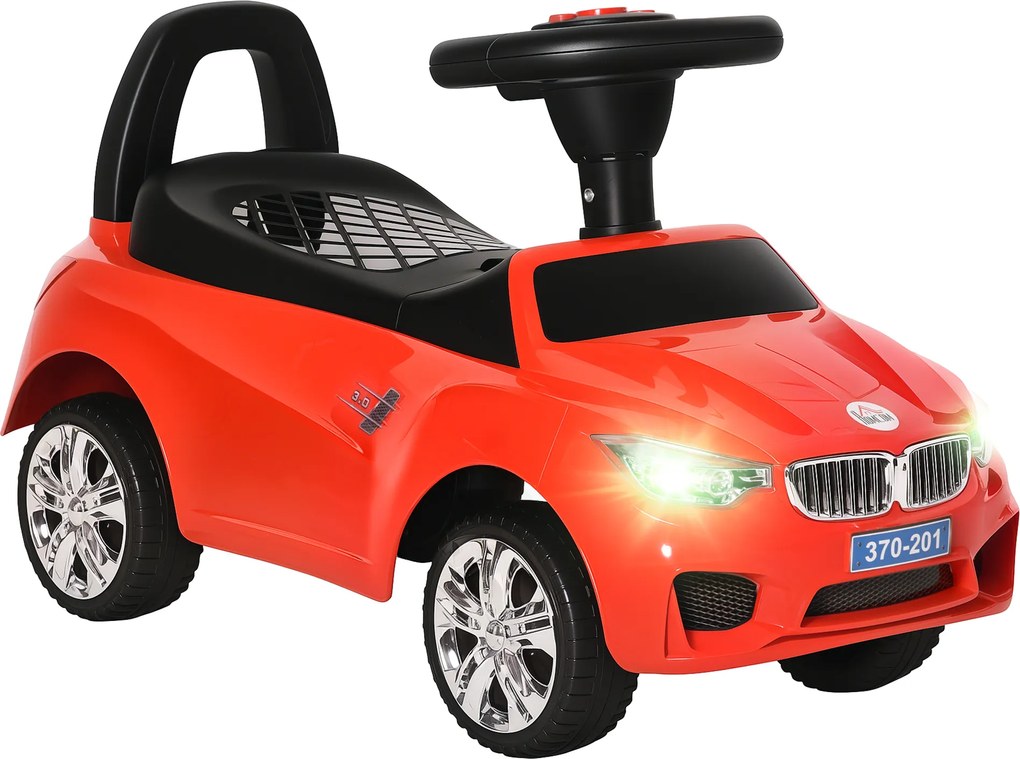 HOMCOM Mașinuță pentru Copii cu Volan, Mașină cu Faruri și Melodii Integrate, Vârstă 18-36 Luni, 63,5x28x36 cm, Roșu | Aosom Romania