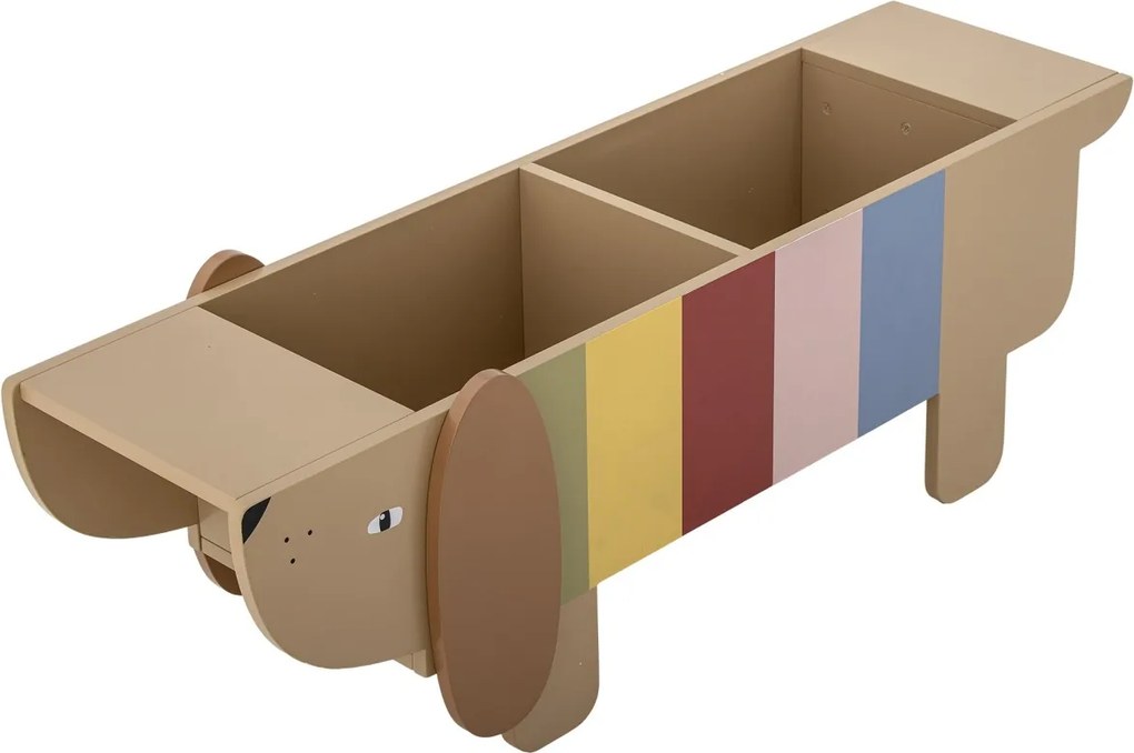 Raft de cărți pentru copii din lemn, multicolor, cu decupaje în formă de câine, 108x37x32 cm, „Charlie"