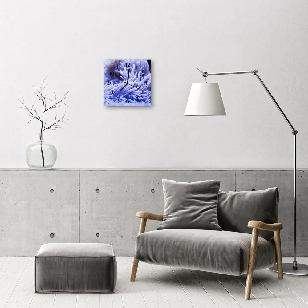 Ceas de perete din sticla pătrat Anemone Animale Albastru