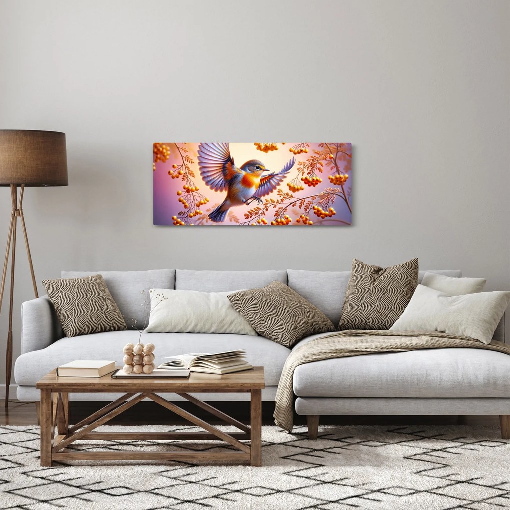Tablou - Pasăre cu scoruș (120x50 cm)