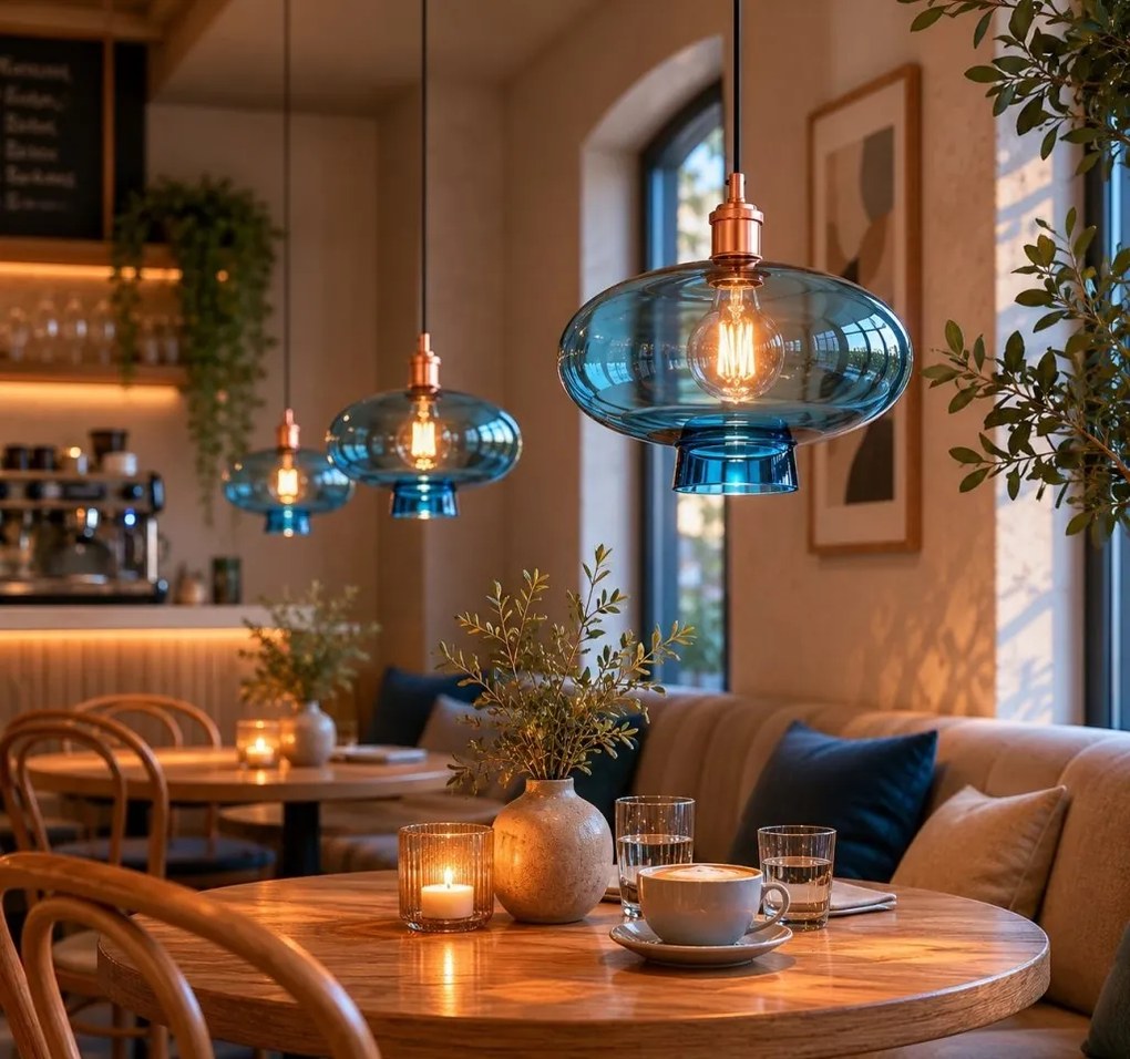 Lustra/pendul design decorativ TRESCO cupru/blue
