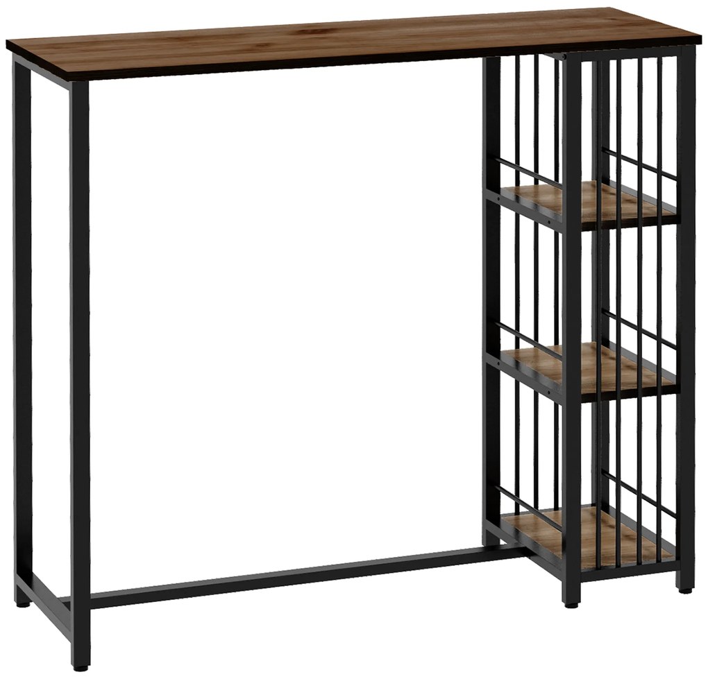 HOMCOM Masa de bar masa inalta de bucatarie mange-debout cu rafturi 120 x 40 x 105 cm picior otel negru | Aosom Romania
