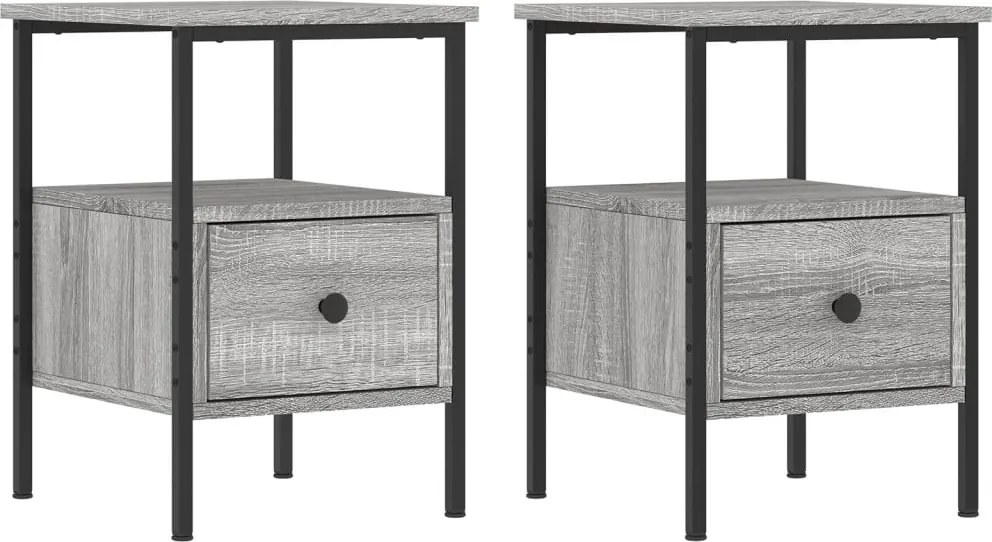 vidaXL Noptiere, 2 buc., gri sonoma, 34x36x50 cm, lemn compozit