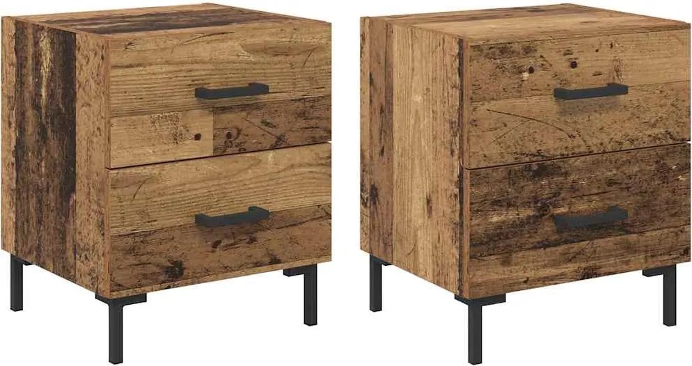 vidaXL Dulap de noapte cu sertar 2 pcs Lemn vechi 40 x 35 x 47,5 cm