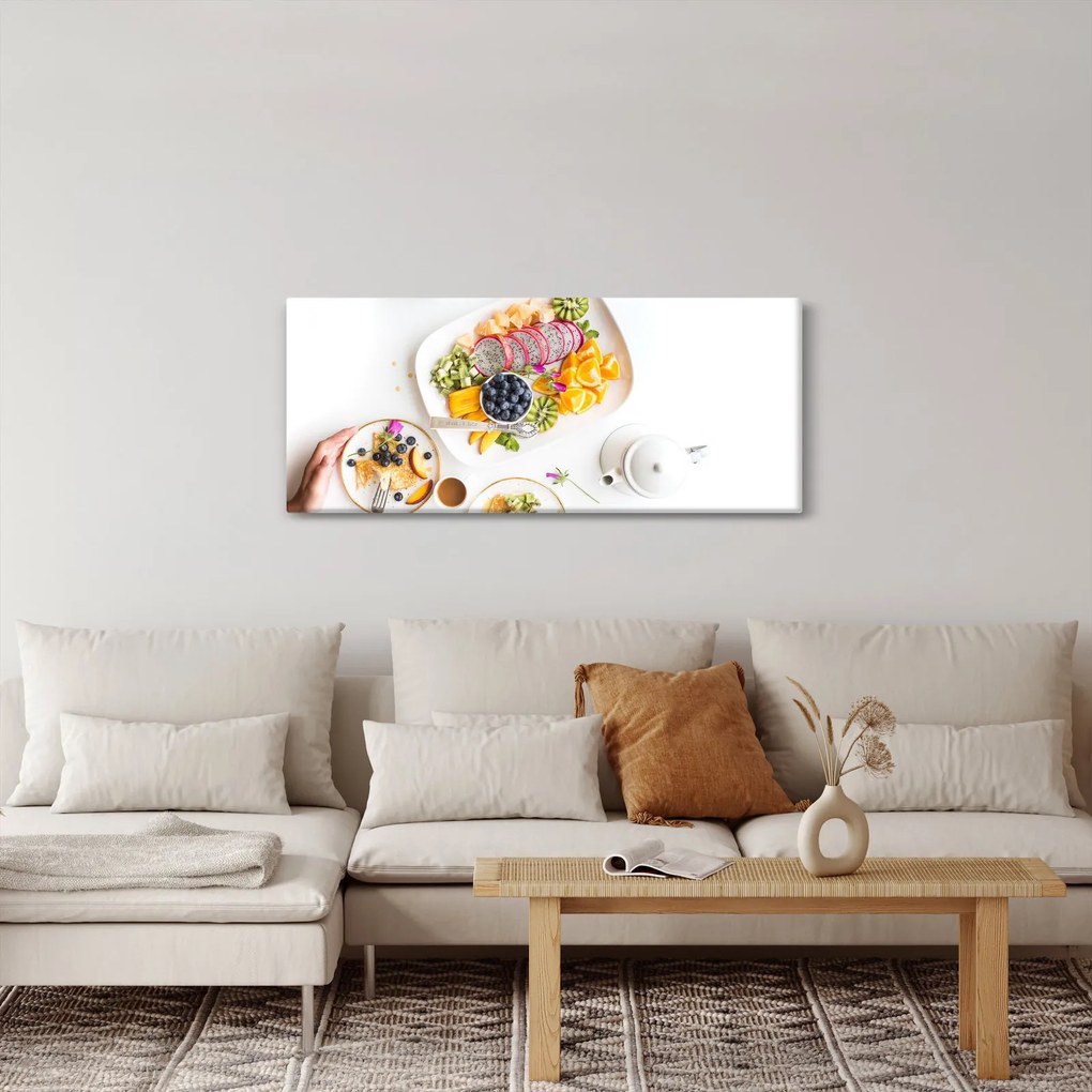 Tablou cu farfurie cu fructe pe masă (120x50 cm)