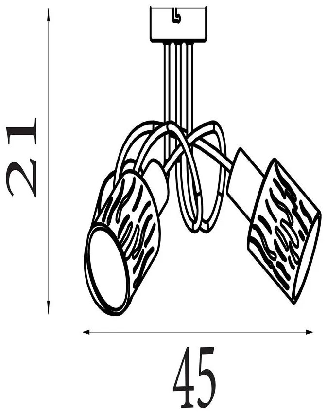 Lustra aplicata 3 becuri metal negru, sticla chihlimbar Knot