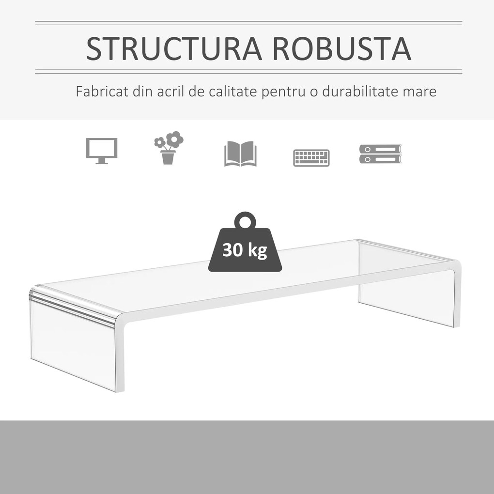 Suport transparent pentru monitor HOMCOM 53x19x9cm | Aosom Romania