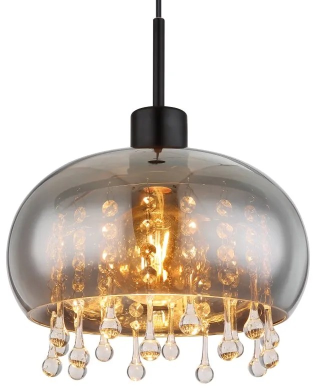Pendul design modern Corry negru, fumuriu 28cm