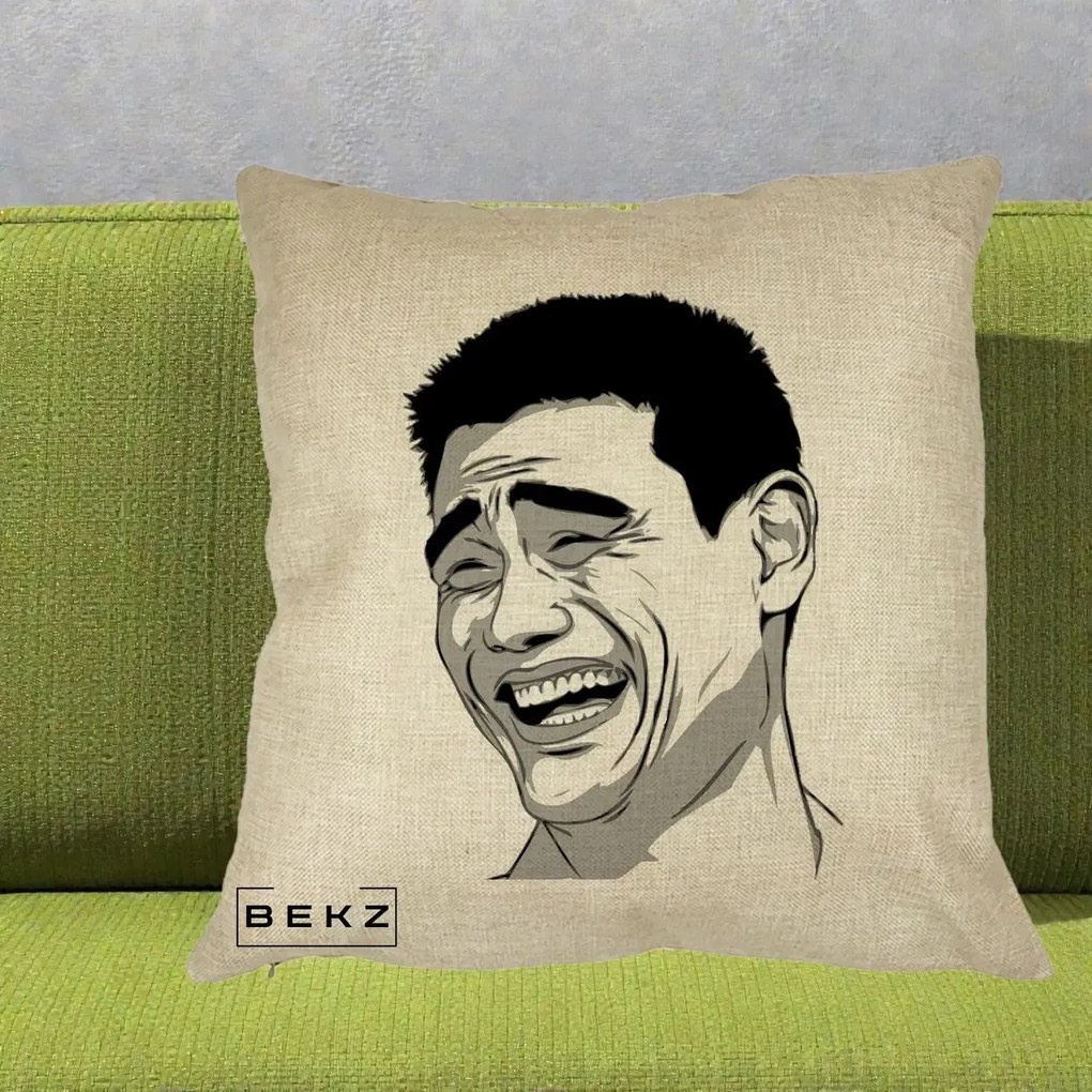 Perna Decorativa Yao Ming Meme, 40x40 cm, Crem, Husa Detasabila, Perna Inclusa, BEKZ®