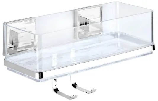 WENKO 22694100 - Poliță VACUUM-LOC QUADRO ED 25,5x15 cm argintiu/crom lucios/transparent