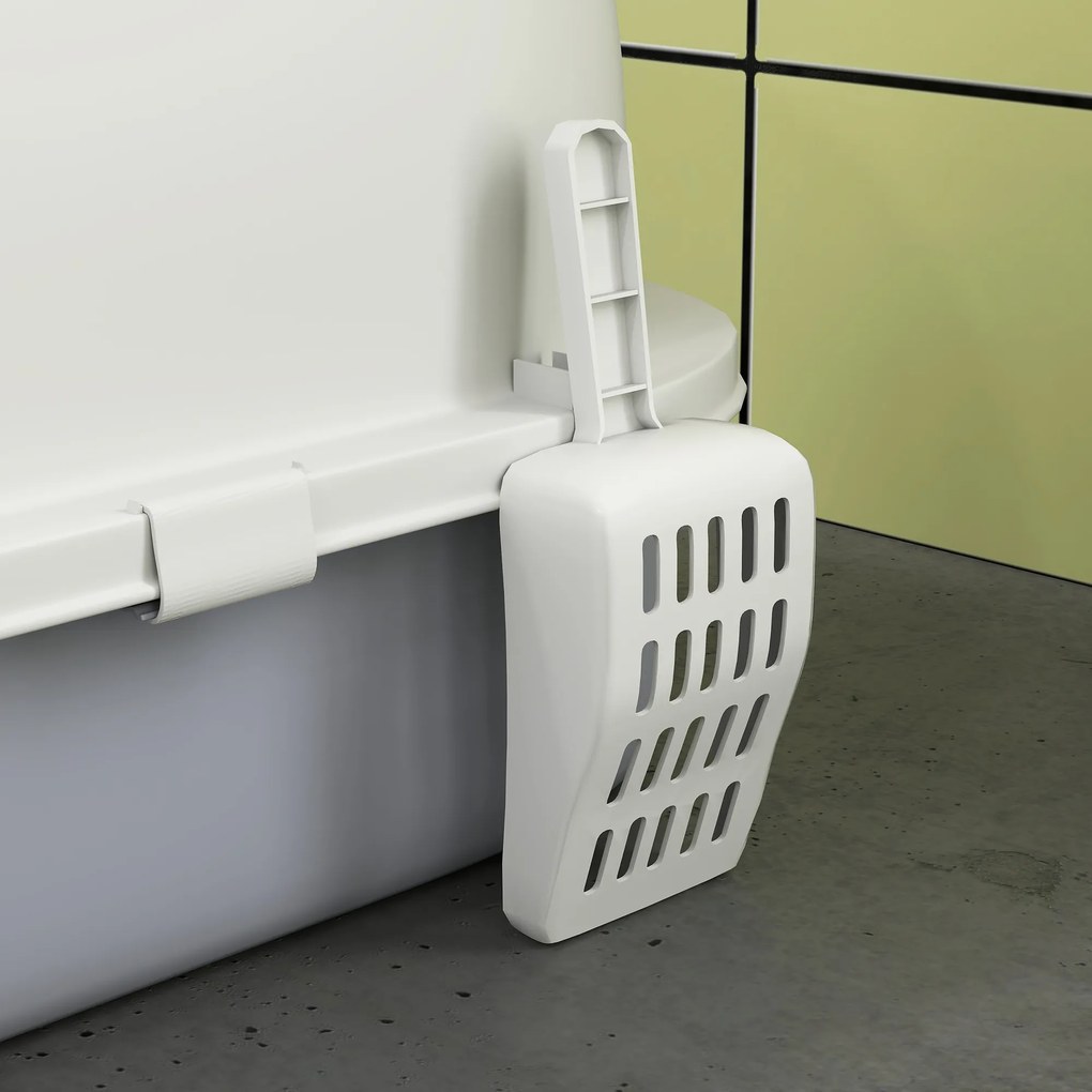 PawHut Litieră cu Capac, Tavă pentru Nisip tip Sertar cu Filtru de Carbon și Lopățică, 40,5x52x39 cm, Gri | Aosom Romania