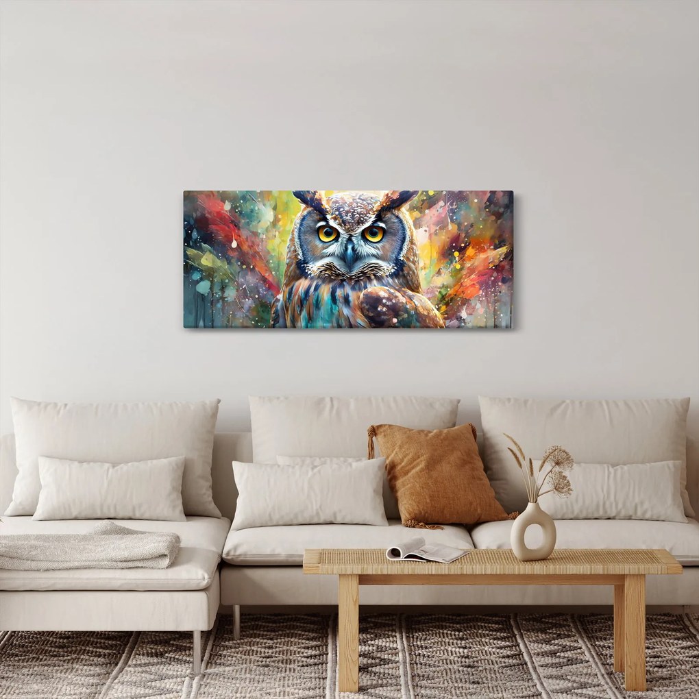Tablou - Pictură de o bufniță (120x50 cm)