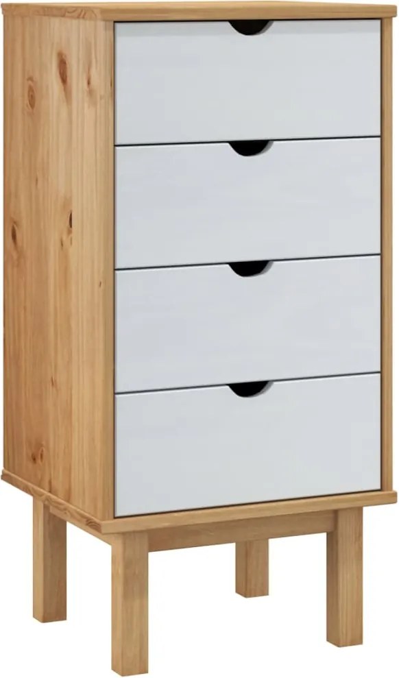 vidaXL Dulap cu sertar "OTTA", maro/alb, 45x39x90 cm, lemn masiv pin