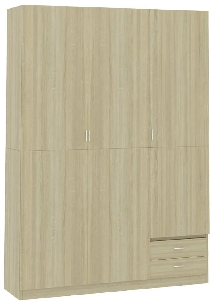 800795 vidaXL Șifonier cu 3 uși, stejar Sonoma, 120 x 50 x 180 cm, PAL