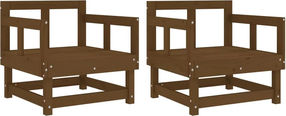 vidaXL Scaune de grădină, 2 buc., maro miere, lemn masiv pin