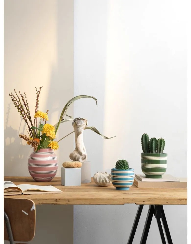 Ghiveci din ceramică Kähler Design Nuovo, ø 15 cm, alb-verde închis