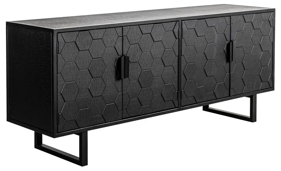 Comodă neagră joasă din lemn de pin 140x58 cm Linc – White Label