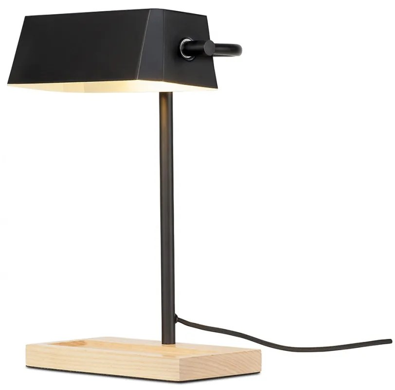 Lampa de birou din metal cu baza din lemn CAMBRIDGE negru CAMBRIDGE/T/B