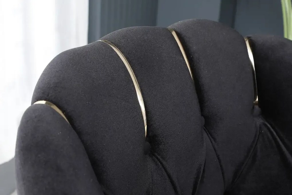 Set canapea Viena 2+1+1Homs textil negru-auriu,30702